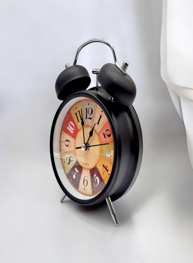 Lupro Vintage Twin Bell Alarm Clock, Metal Analog Table Clock with Night LED Light, Extra Loud Alarm, Heavy Sleeper Clock for Kids, Students, Bedroom - Black - Image 4